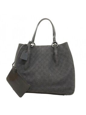 Gucci Tote Denim Black Silver